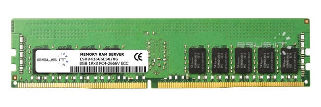 Memoria RAM 1x 8GB ESUS IT ECC UNBUFFERED DDR4 1Rx8 2666MHz PC4-21300 UDIMM | ESUD42666ES8/8G