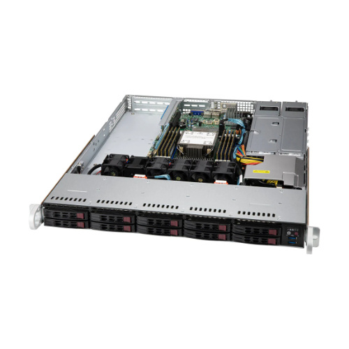 Platforma deservidor Supermicro 1U 110P-WTR SYS-110P-WTR Intel x 1 DDR4 x 8 10 x 2.5" SATA/SAS/NVME PSU 1+1